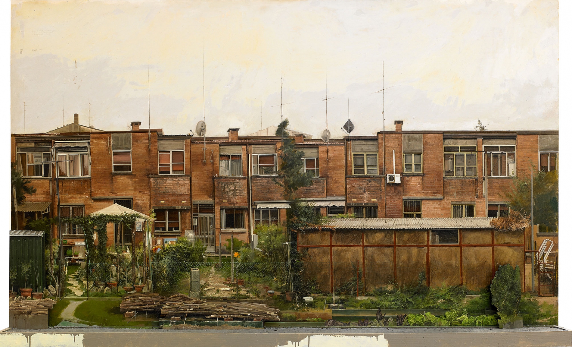 <span class='grassetto'>Houses ( dittico sx )</span>[br]2008, olio su tavola, cm. 120 x 200 x 35