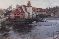 [gr]Veduta con gazza ladra e stormo d’uccelli[/gr][br]2013, olio su tela, cm. 80 x 120