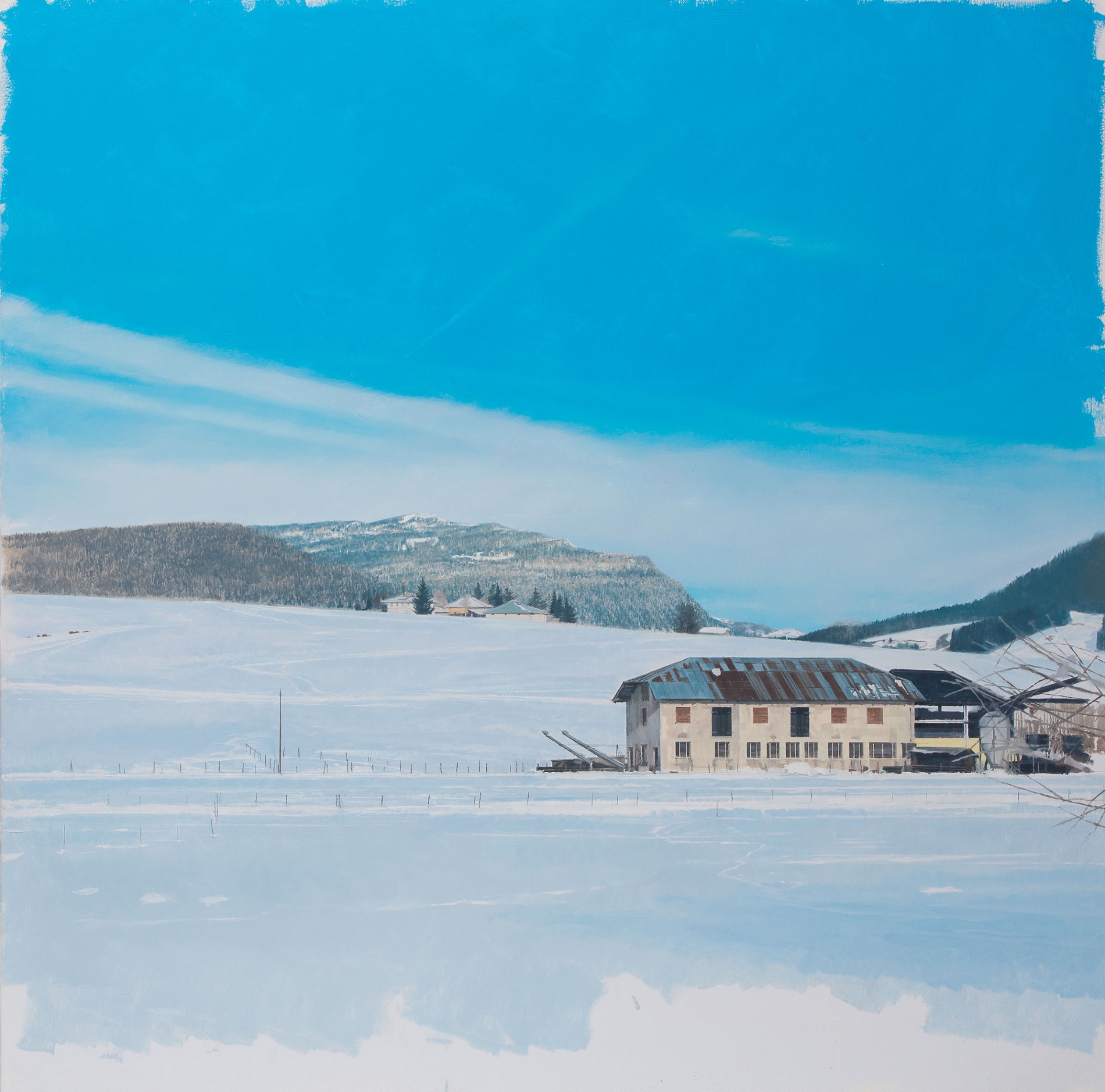 <span class='grassetto'>Sotto un morbido cielo</span>[br], 2015, olio su tela, cm 100x100