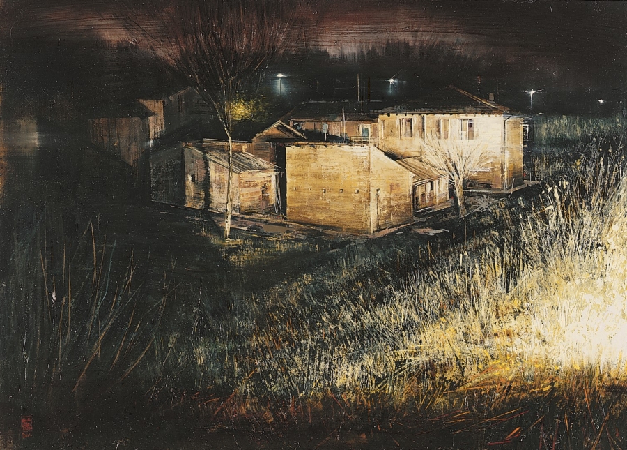 <span class='grassetto'>Notte di campagna</span>[br]2001, olio su tavola incamottata, cm. 50 x 70