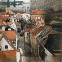 [gr]Veduta arazzo n.1[/gr][br]2013, olio su tela, cm. 100 x 100